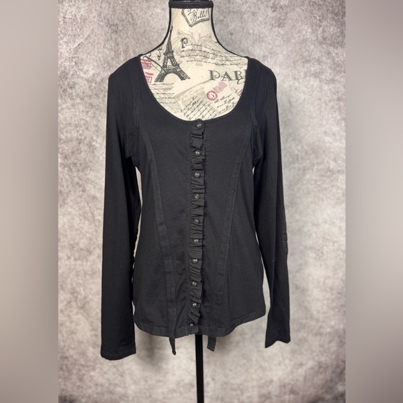 Silver Jeans Co. Black Buttoned Fitted Long Sleeve Blouse size large - Picture 1 of 8